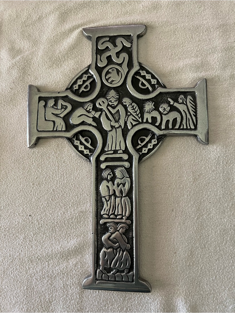 Decorative Celtic Cross Wall Art in Metallic Silver